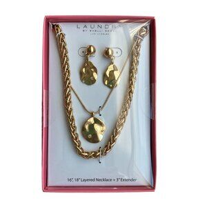 Laundry by Shelli Segal Los Angeles Gold-Colored Necklace & Earrings, NWT